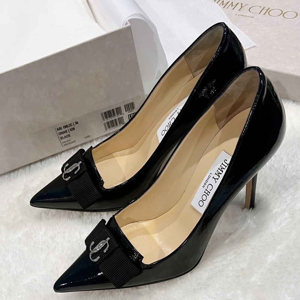 JimmyChoo Ari - 100mm soft patent leather - Black